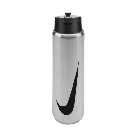 Nike Stainless Steel Recharge Straw Water Bottle - 24oz -  Brushed Stainless Steel/Black 