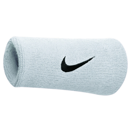 Nike Swoosh Double Wide Wrist Bands - White/Black