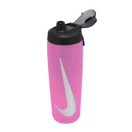 Nike Refuel Water Bottle Locking Lid - 24oz - Pink/Black/Iridescent Silver