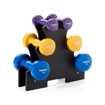 York 12kg Vinyl Dipped Dumbbell Set With Stand